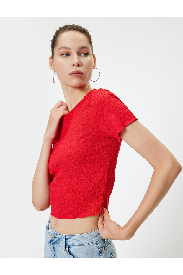 Bürümcük T-Shirt Crop Short Sleeve Crew Neck Slim Fit