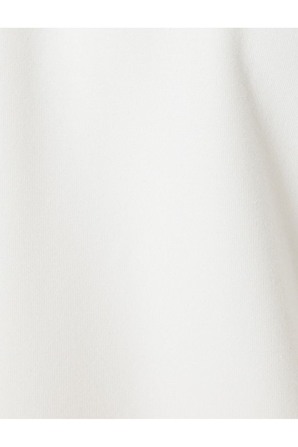 Bisiklet Yaka Sweatshirt Minimal Baskılı Basic Interlok Kumaş Pamuk Karışımlı - 6