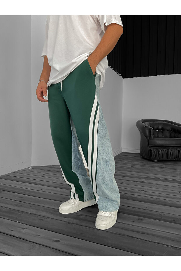 Dark Green Patchwork Denim Tracksuit Gj-16573/72 - 3