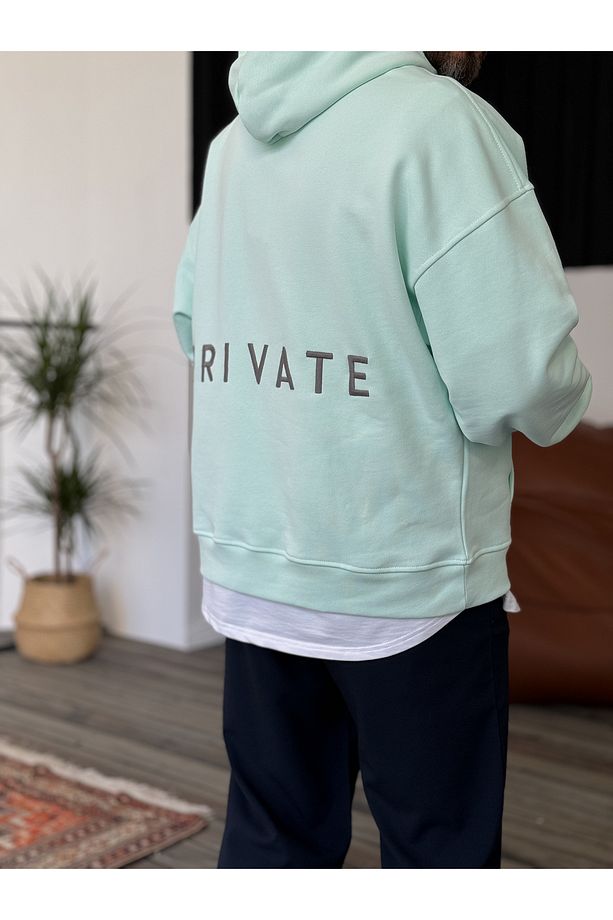 Mint Yeşili Heavyweight Private Nakışlı Sweat BY-053 - 7