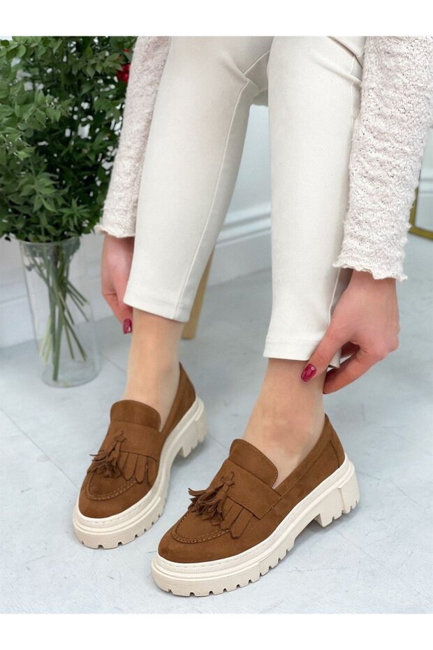 Tan Suede (Tassel) Tassel Detail Women's Loafer