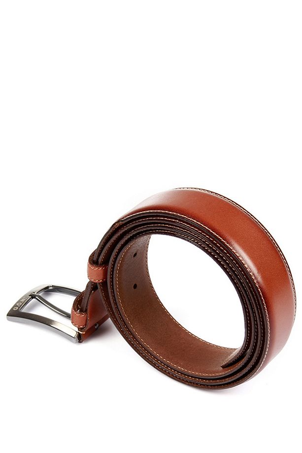 Erkek Taba Antik Hakiki Deri 3,5 Cm Klasik Kemer - 4