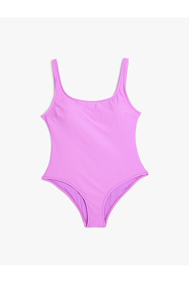 Basic Swimsuit U Neck Slim Fit