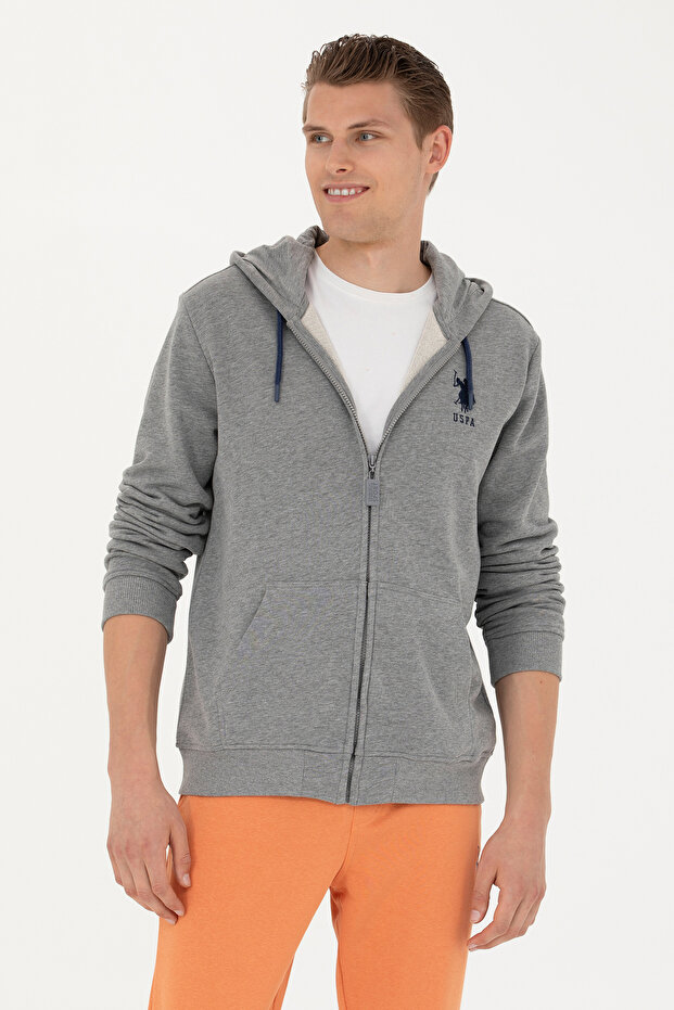 Men's Gray Melange Knitted Cardigan 50269401-Vr086