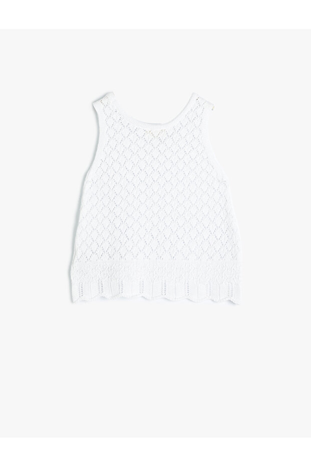 Openwork Blouse with Crew Neck - 4