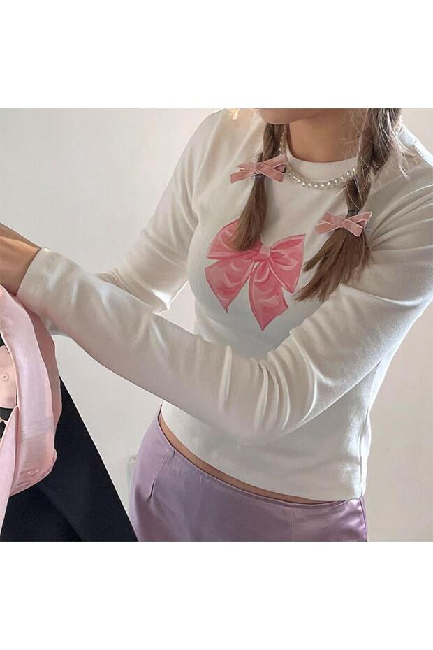 بلوزة مطبوعة بشريط بأكمام طويلة من MODESSY