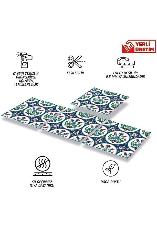 Kendinden Yapışkanlı Metraj Çini Desenli Pvc Karo 30x30 Cm (11 ADET) 1 M² - 3