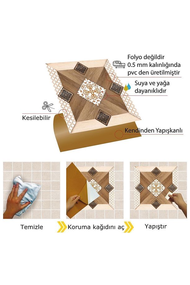 Kendinden Yapışkanlı Ahşap 003 Desenli Pvc Karo 30x30 Cm (11 ADET) 1 M² - 4
