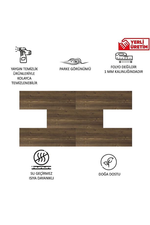 Kendinden Yapışkanlı Antik Desenli PVC Parke 25x80 cm / 5 Adet / 1 m² - 4