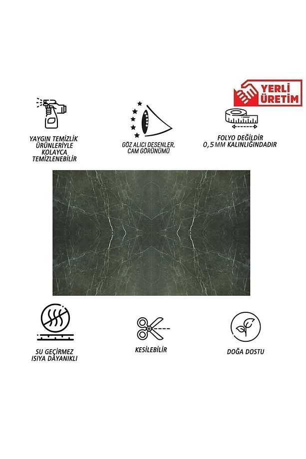 Kendinden Yapışkanlı Siyah Yeşil Mermer Desenli Pvc Panel 41x62 Cm (12 Adet) 3 M² - 3