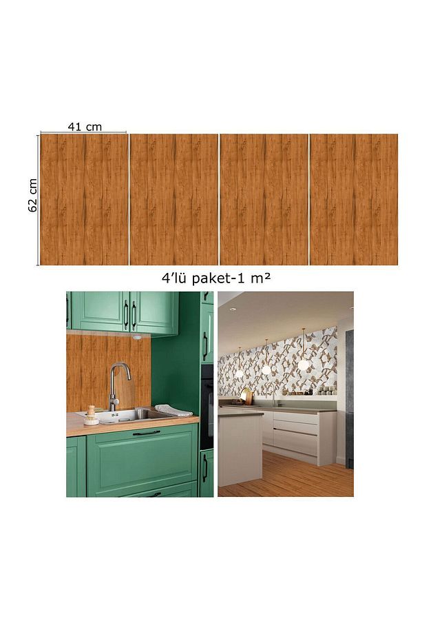 Kendinden Yapışkanlı Cilalı Ahşap Desenli Pvc Panel 41x62 Cm (4 Adet) 1 M² - 7