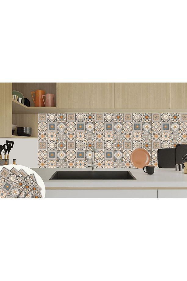 Kendinden Yapışkanlı Apricot Desenli Pvc Karo 30x30 Cm (4 ADET) 0,36 M2 - 5