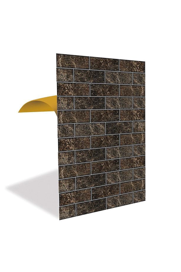 Kendinden Yapışkanlı Kahverengi Metro Mermer Desenli Pvc Panel 41x62 Cm (4 Adet) 1 M² - 1