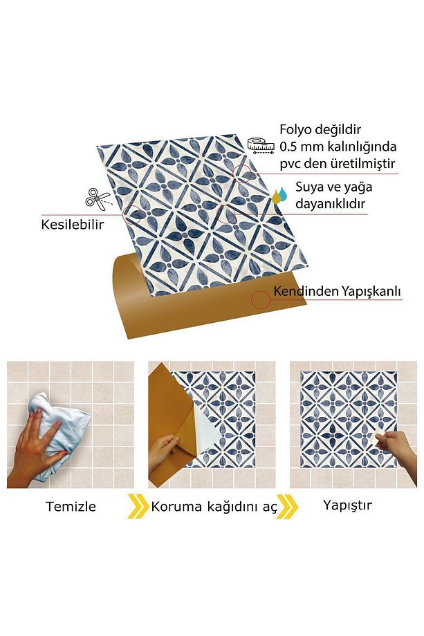 Kendinden Yapışkanlı Zemin Duvar Kaplama Serenıty Desenli Pvc Karo 30x30 Cm (4 ADET) 0,36 M2 - 3