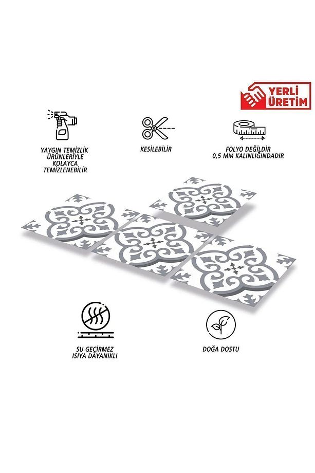 Kendinden Yapışkanlı Banyo Mutfak Kaplama Geometrik 09 Desenli Pvc Karo 30x30 Cm (4 ADET) 0,36 M2 - 2