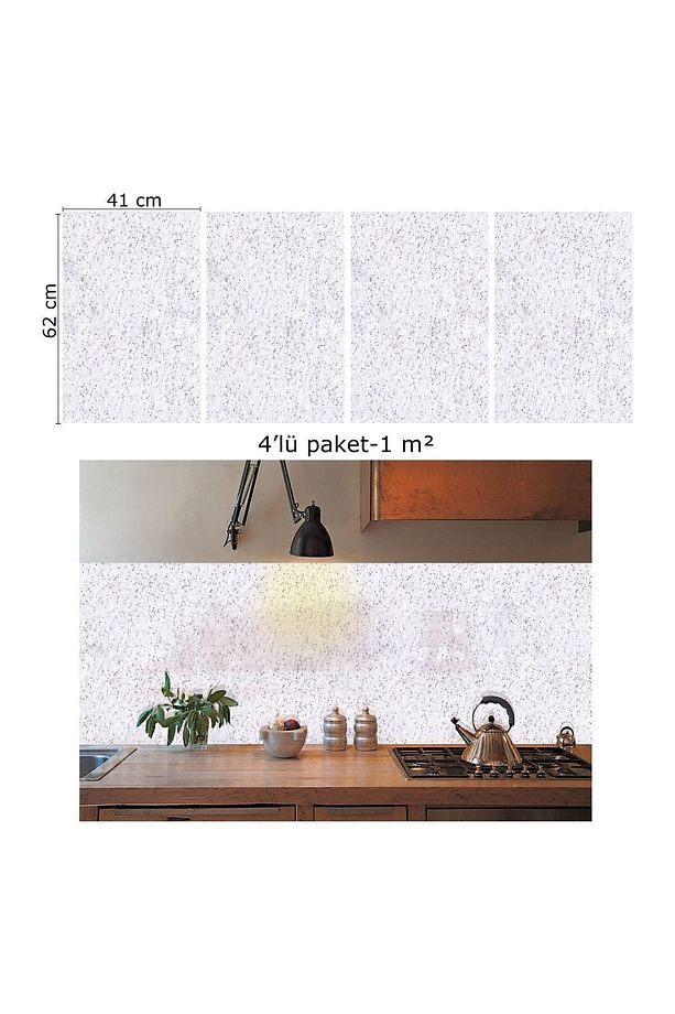 Kendinden Yapışkanlı Antrasit Mermer Desenli Pvc Panel 41x62 Cm (4 Adet) 1 M² - 4