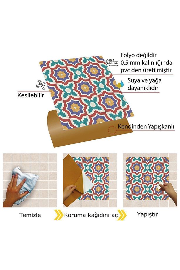 Kendinden Yapışkanlı Kontrast Yıldız Desenli Pvc Karo 30x30 Cm (11 ADET) 1 M² - 4