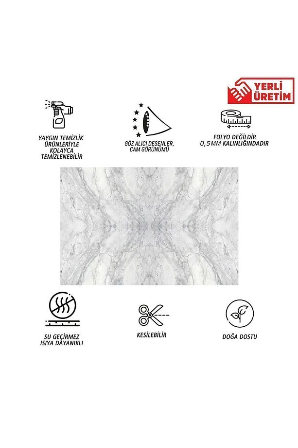 Kendinden Yapışkanlı Gri Ağ Mermer Desenli Pvc Panel 41x62 Cm (4 Adet) 1 M² - 3