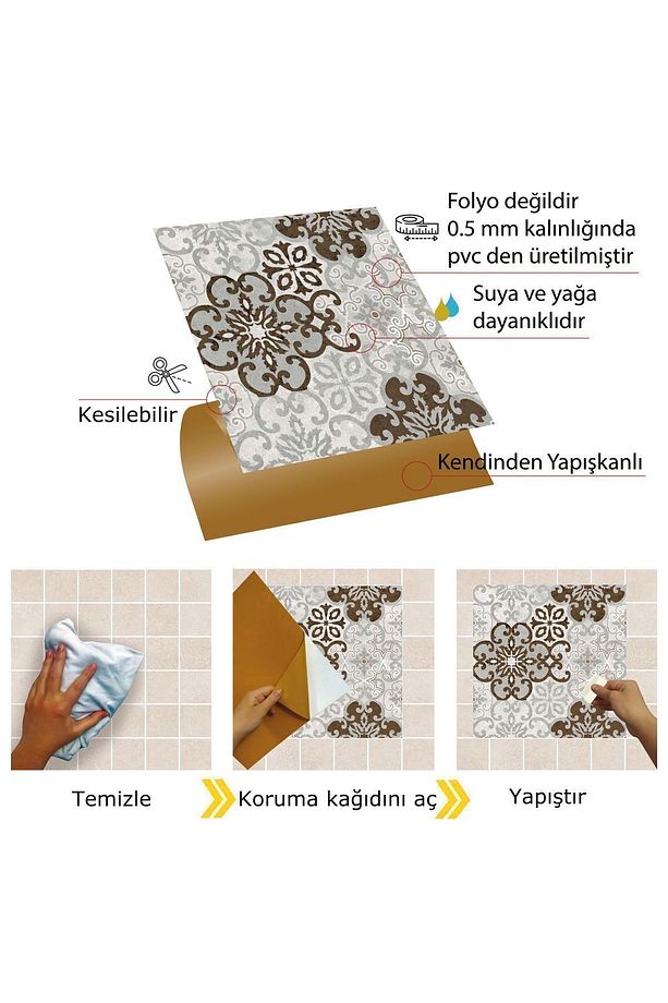 Kendinden Yapışkanlı Salon Desenli Pvc Karo 30x30 Cm (4 ADET) 0,36 M2 - 3