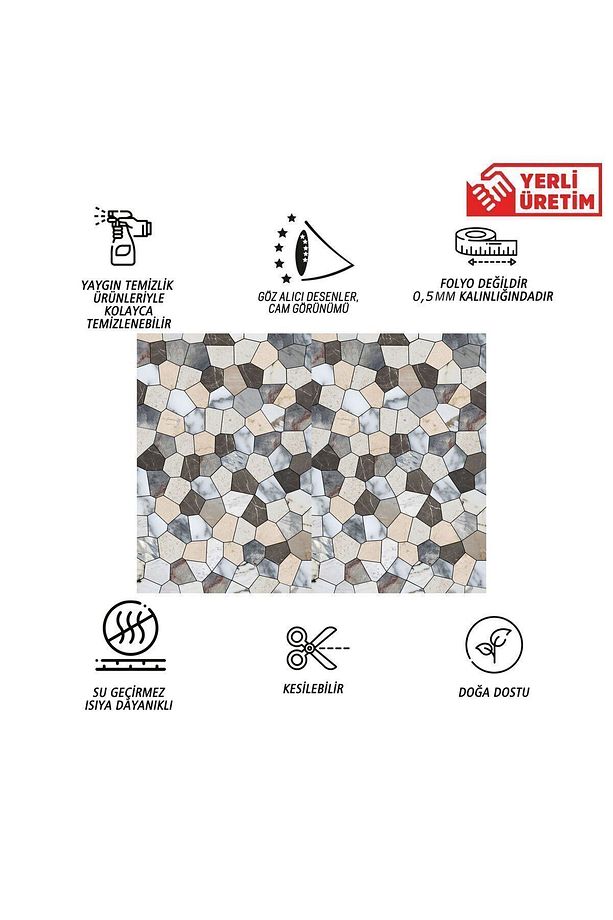 Kendinden Yapışkanlı Çatlak Mermer Desenli Pvc Panel 41x62 Cm (12 Adet) 3 M² - 3