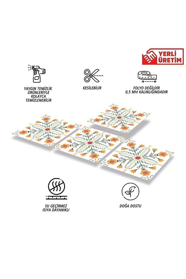 Kendinden Yapışkanlı Portakal Çiçeği Desenli Pvc Karo 30x30 Cm (4 ADET) 0,36 M² - 3