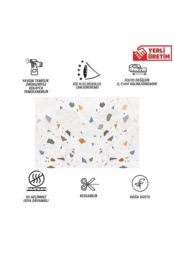 Kendinden Yapışkanlı Terrazzo Desenli Pvc Panel 41x62 Cm (4 ADET) 1 M² - 3