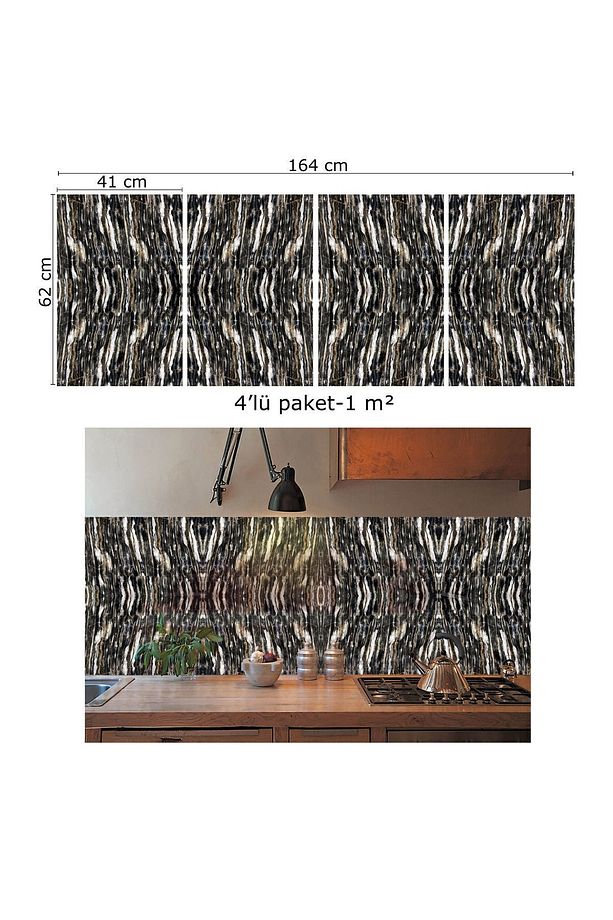Kendinden Yapışkanlı Sıralı Mermer Desenli Pvc Panel 41x62 Cm (4 Adet) 1 M² - 4