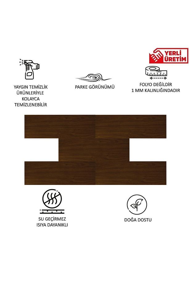Kendinden Yapışkanlı Teak Desenli PVC Parke 25x80 cm / 5 Adet / 1 m² - 4