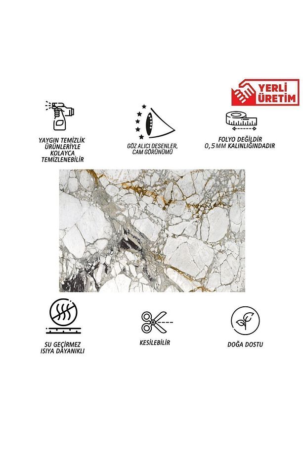 Kendinden Yapışkanlı Taş Mermer Desenli Pvc Panel 41x62 Cm (4 ADET) 1 M² - 3