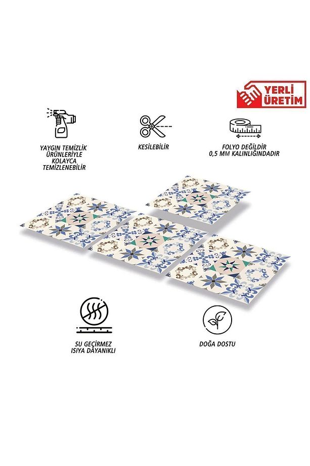 Kendinden Yapışkanlı Mavi Yıldız 9'lu Desenli Pvc Karo 30x30 Cm (11 ADET) 1m2 - 3