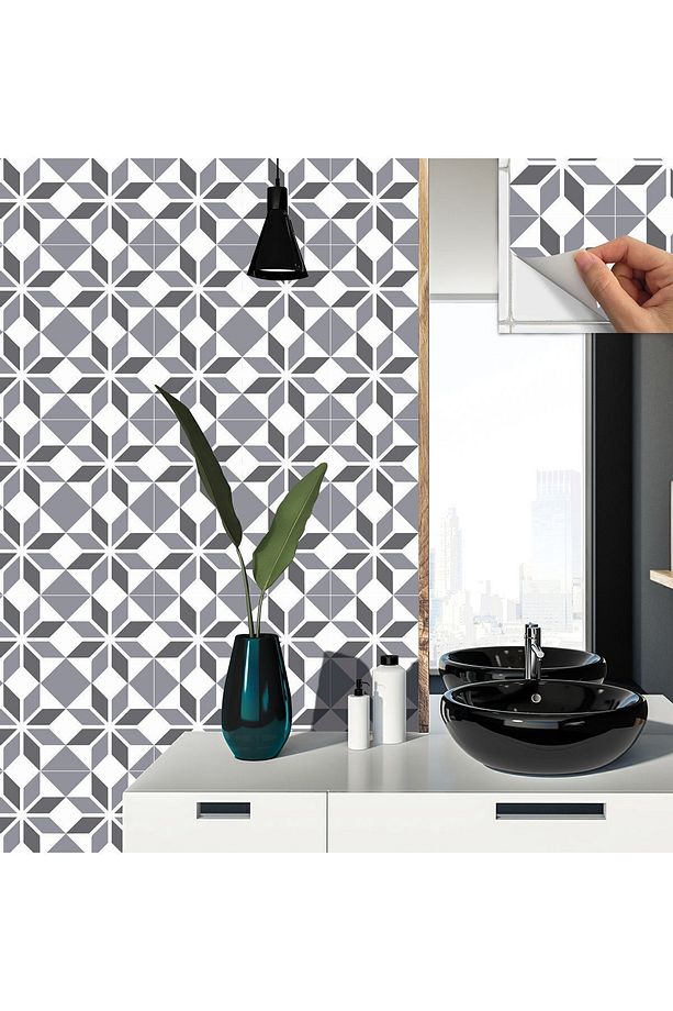 Kendinden Yapışkanlı Mutfak Kaplama Geometrik 028 Desenli Pvc Karo 30x30 Cm (11 ADET) 1m2 - 5