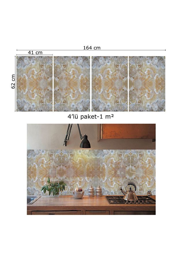 Kendinden Yapışkanlı Cappuccino Desenli Pvc Panel 41x62 Cm (4 Adet) 1 M² - 3