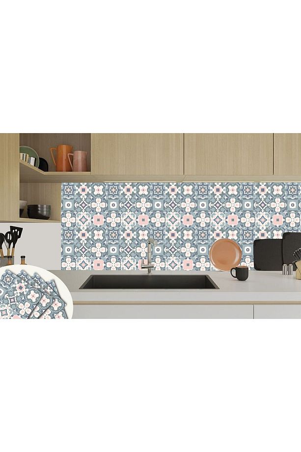 Kendinden Yapışkanlı Yeşil-pembe Pvc Karo 30x30 Cm (11 ADET) 1m2 - 6