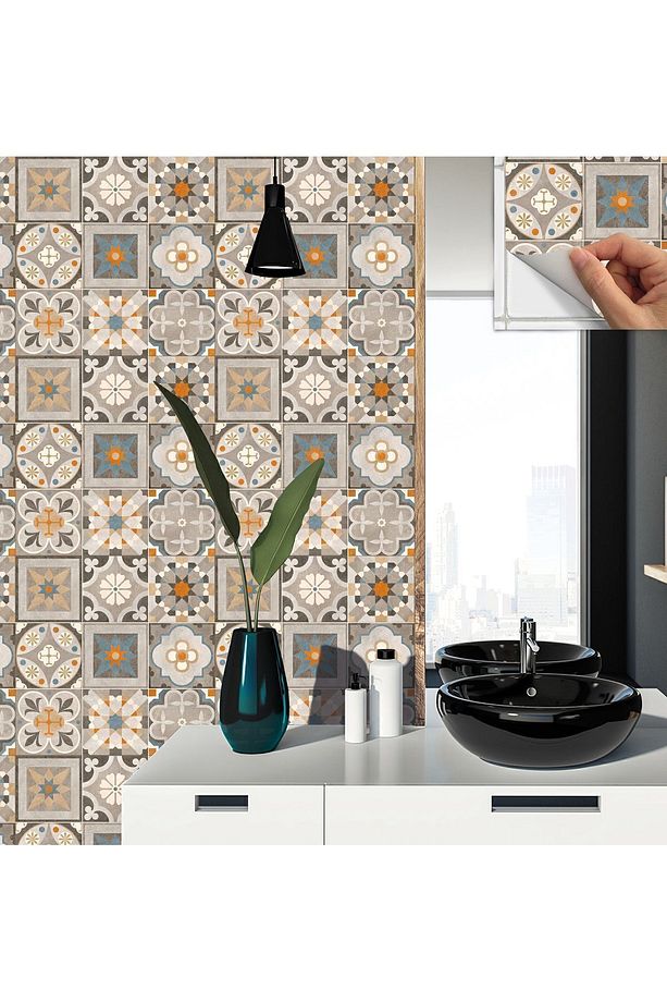 Kendinden Yapışkanlı Apricot Desenli Pvc Karo 30x30 Cm (11 ADET) 1m2 - 4