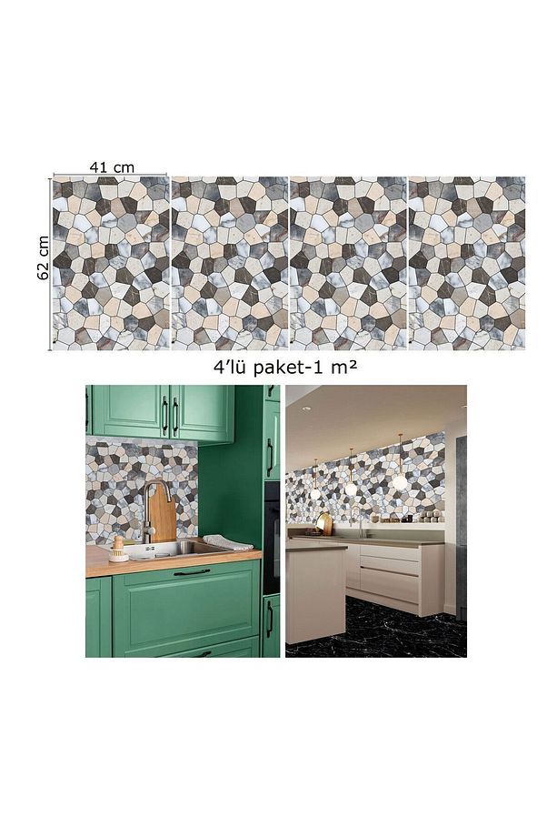 Kendinden Yapışkanlı Çatlak Mermer Desenli Pvc Panel 41x62 Cm (4 Adet) 1 M² - 7