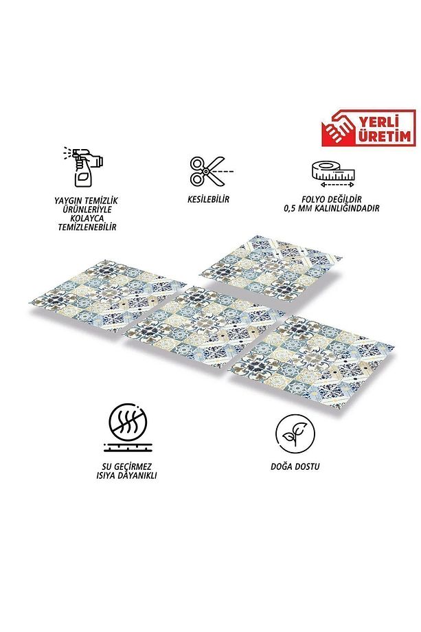 Kendinden Yapışkanlı Mutfak Banyo Kaplama Retro Desenli Pvc Karo 30x30 Cm (11 ADET) 1 M2 - 3