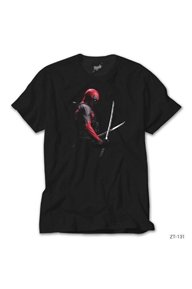 Deadpool Black T-shirt with Swords XL
