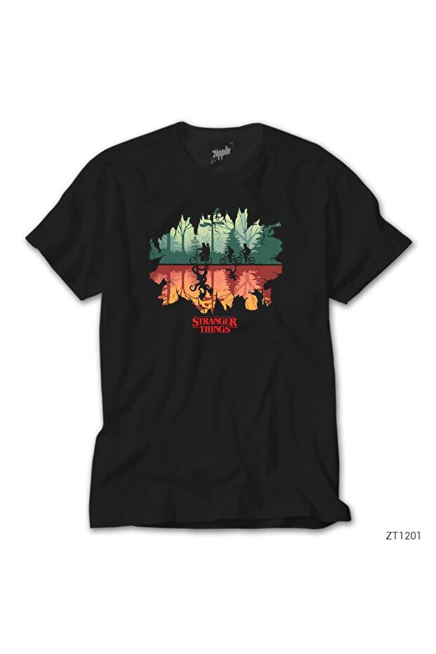 Stranger Things σε Μαύρο Μπλουζάκι Forest - 1