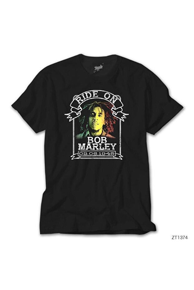 Bob Marley Ride on 1945 Black T-Shirt