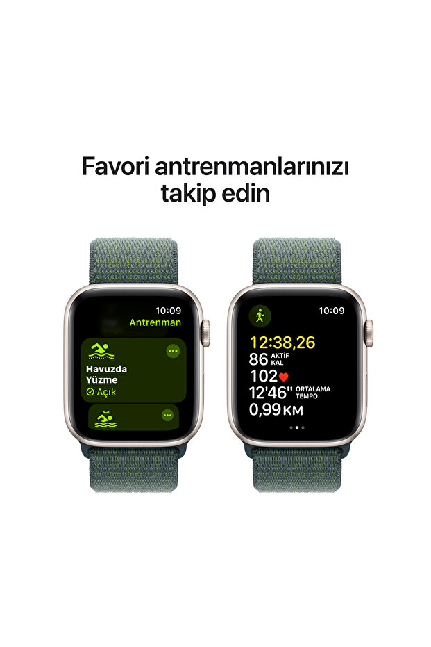 Watch SE GPS + Cellular 40mm Yıldız Işığı Alüminyum Kasa + Göl Yeşili Spor Loop - 6