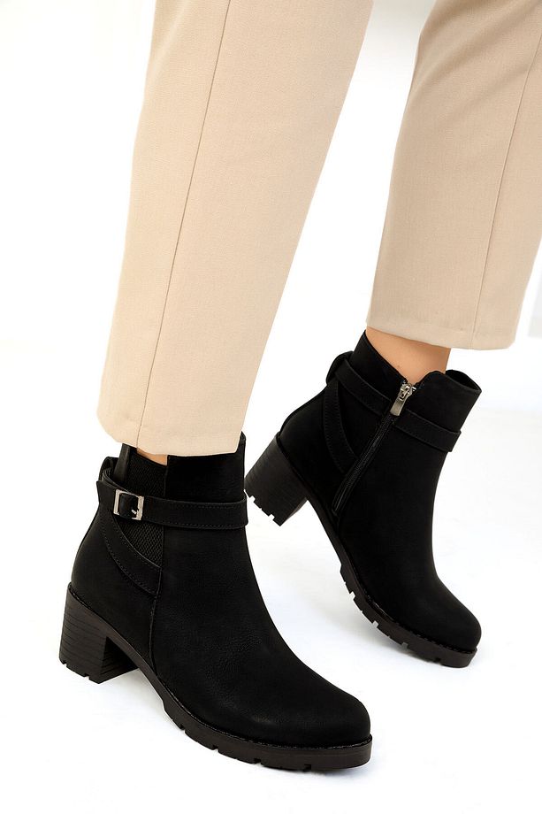 Siyah Mat Kadın Bot & Bootie 19635 - 2