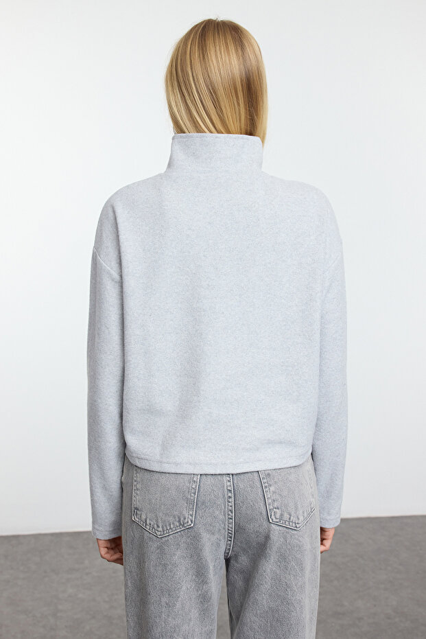 Lacivert-Gri 2'Li Paket Selanik Regular/Normal Kalıp Fermuarlı Yaka Örme Sweatshirt TWOAW25SW00120 - 3