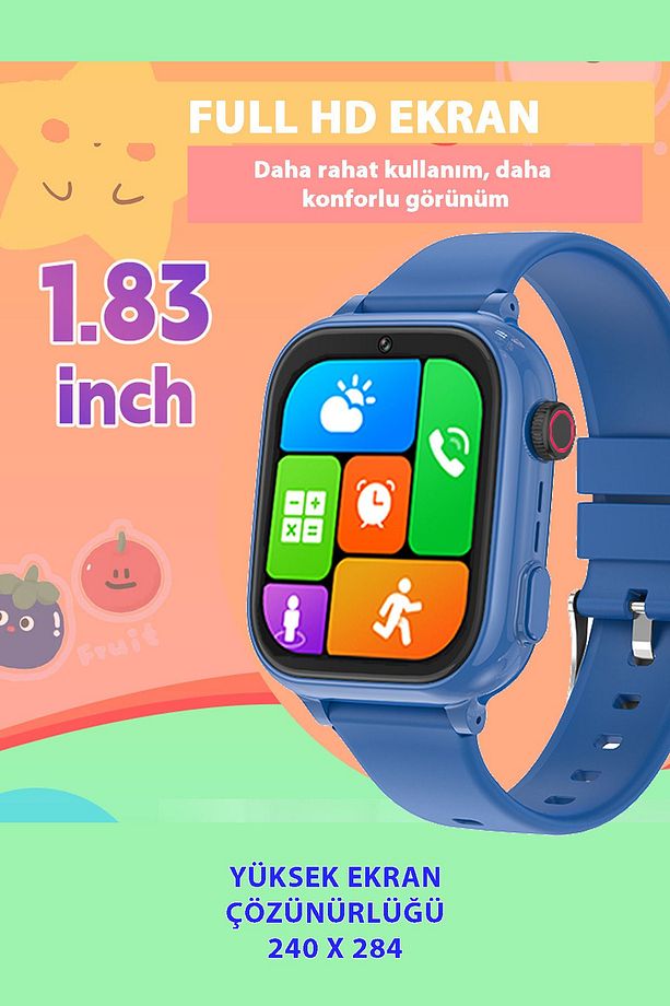 Z53 Görüntülü Görüşme Gps Wıfı Net Konum Gizli Dinleme Akıllı Çocuk Takip Saati Sim Kartlı- Lacivert - 7
