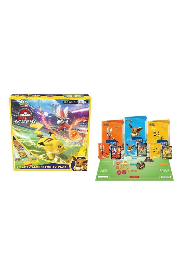 Pokemon Battle Academy Cinderace V - Pikachu V - Eevee V - Galarian 180 Kartlık 2-3 Kişilik Oyun Set - 6