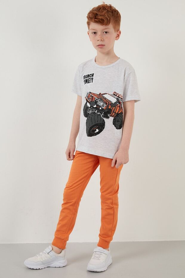 Baskılı Bisiklet Yaka Pamuklu T Shirt Erkek Çocuk T Shirt 6211008 - 1