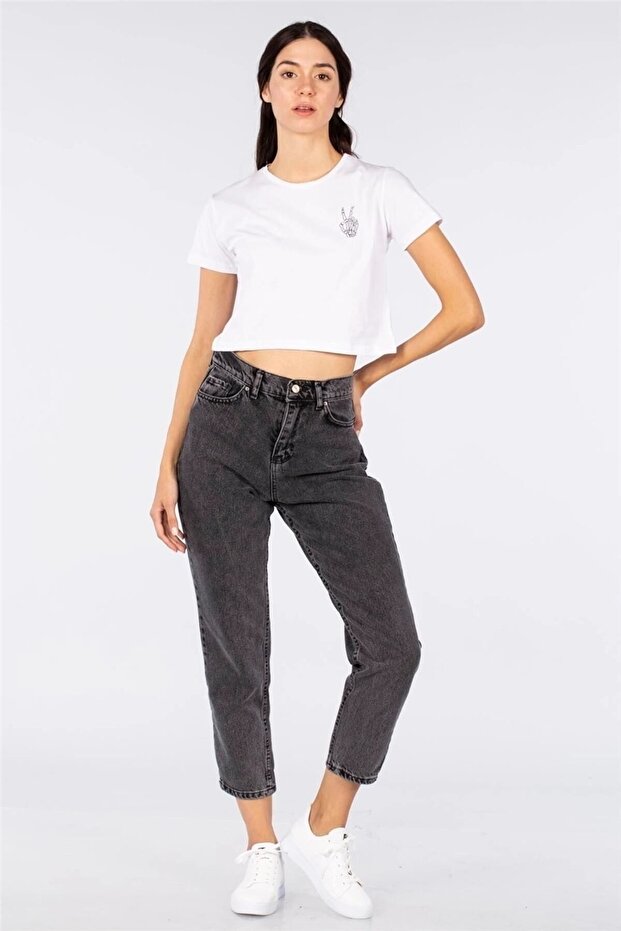 Xmore Smoked High Waist Mom Jeans