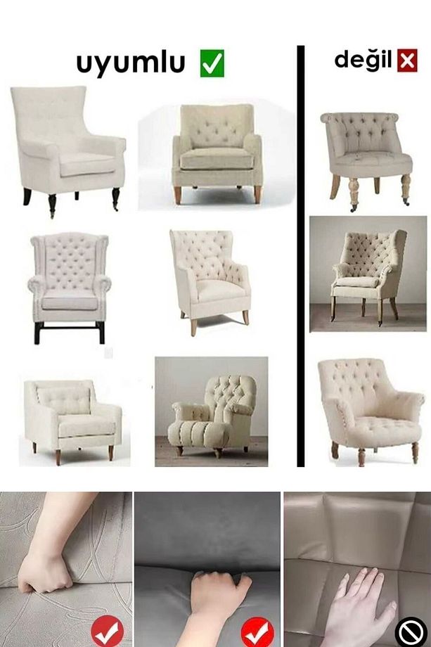 Likrali Koltuk Örtüsü Takımı 3 2 1 1 Koltuk Kılıfı Takımı (4 adet) Sofa Cover - 7