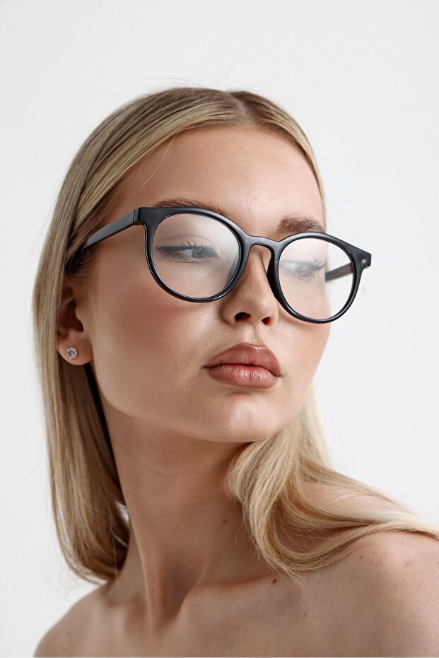 New Season Transparent Glass Black Framed Trend Model Women's Glasses