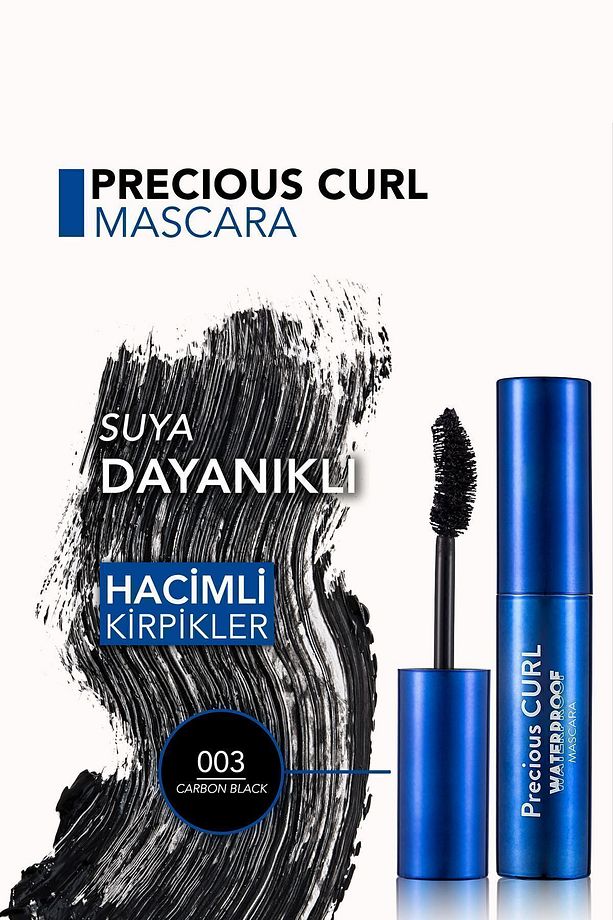 Hacim Ve Kıvrım Veren Waterproof Maskara (YOĞUN SİYAH) - Precious Curl Mascara - 003 - 8690604542376 - 5