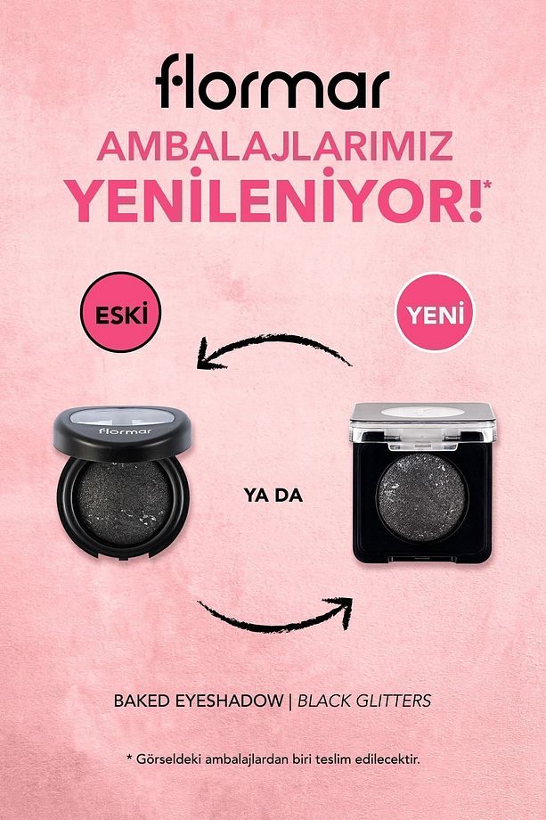 Yoğun Işıltılı Göz Farı - Baked Eyeshadow -002 Black Glitters- 8682536052368 - 2